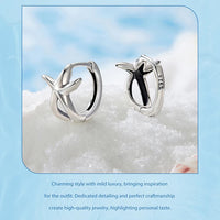 Bamoer 925 Silver Mermaid & Starfish Ocean Hoop Earrings