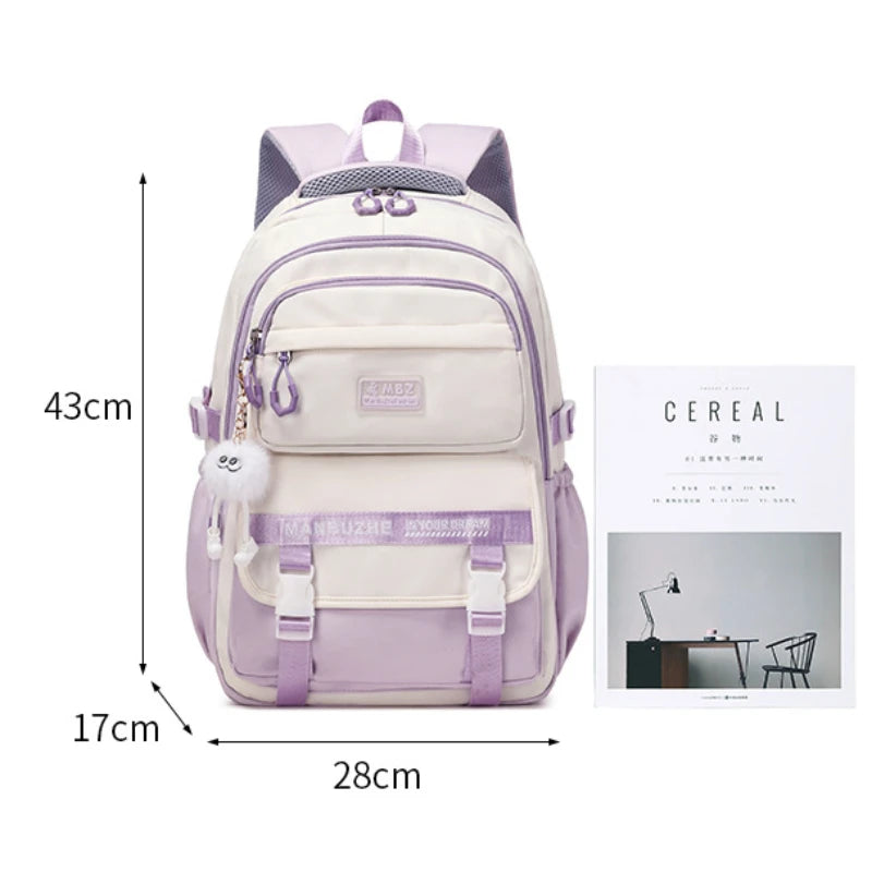 School Bags for High School Girls Fashion Large Capacity Travel Backpack Black and White Lightweight College Student Backpack