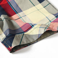 Men’s Red Plaid Cotton Shirt – Summer Short Sleeve Casual