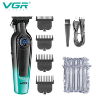 VGR V-996 Trimmer for Men DLC T-Blade LED Display Cordless USB Oil Head Professional Hair Clipper Finishing Machine Haircut