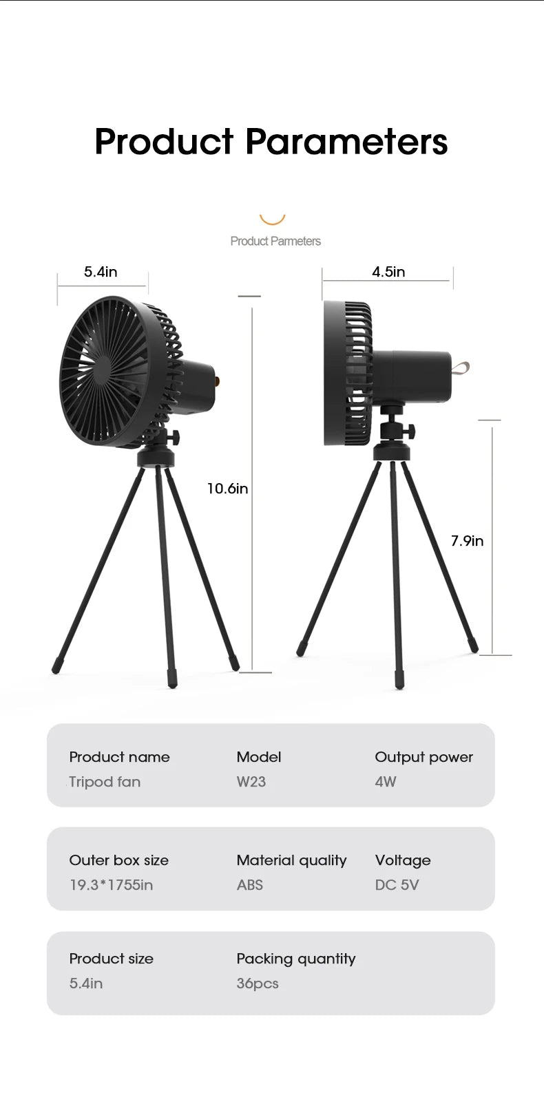 Retractable Camping Fan 10000mAh Rechargeble Portable USB Ceiling Fan Wireless Desk Electric Fans Folding Tripod Home Outdoor
