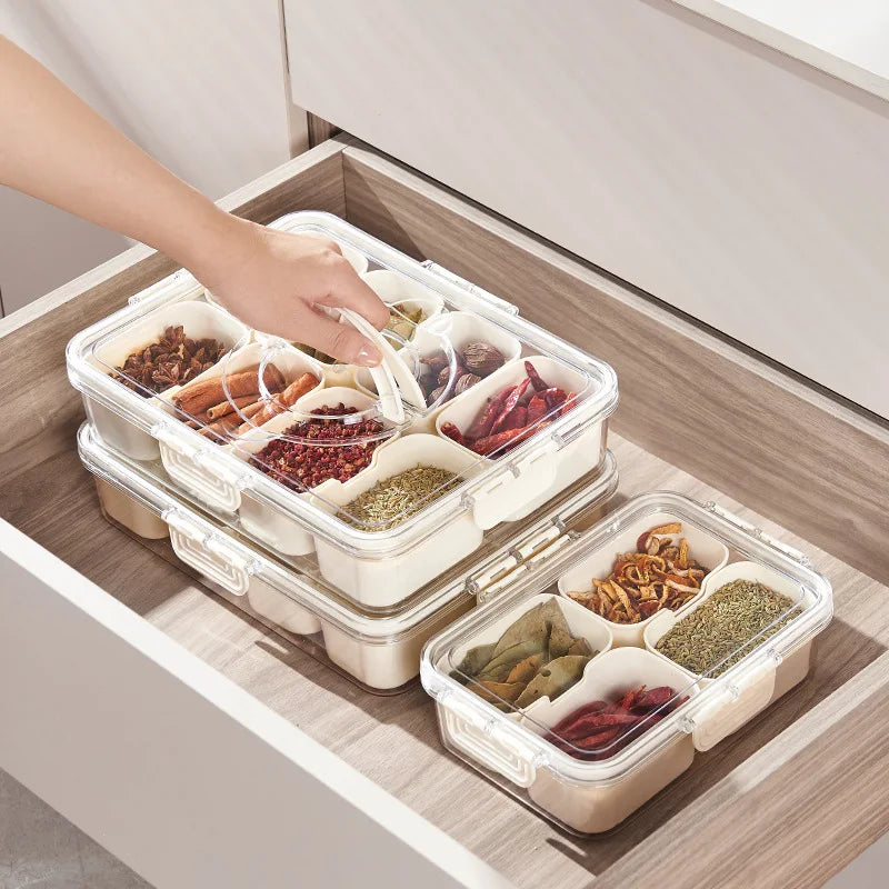 Multi-Grid Kitchen Spice Storage Box Sealed