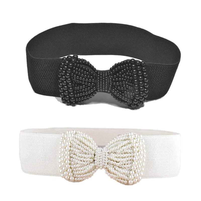 Women’s Large Bowknot Elastic Waist Belt for Dresses