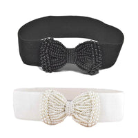 Women’s Large Bowknot Elastic Waist Belt for Dresses