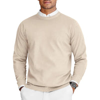 Men’s Crew Neck Knit Sweater – Solid Color Pullover