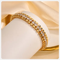 Vnox  Block Chain Bracelets For Women Cubic Zirconia Inlay, Gold Plated Fashion Charm Jewelry Gifts To Girlfriend