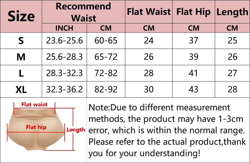 Women Padded Push Up Panties Butt Lifter Shaper Fake Ass Buttocks Hip Pads Invisible Control Panties Briefs Underwear Lingerie