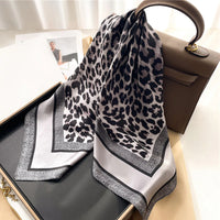 Leopard Print Square Scarf Women’s Silk Style
