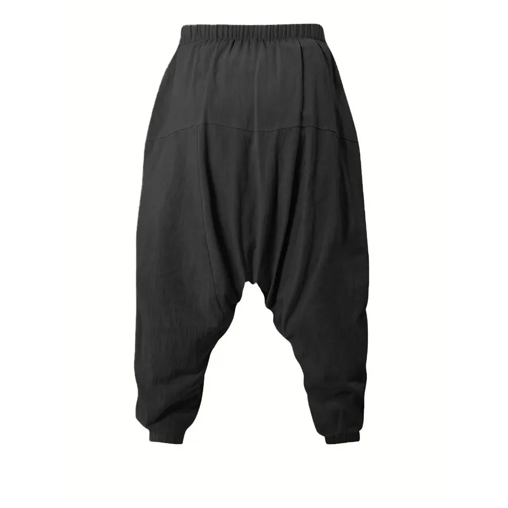 Men’s Harem Pants – Cotton Linen Loose Fit Joggers, Breathable Streetwear Trousers