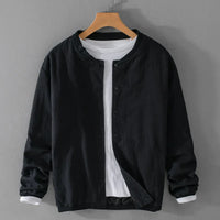 Men’s Cotton Linen Jacket – Casual Travel Stand Collar