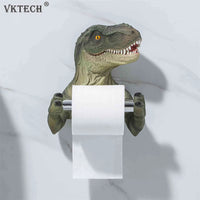 Resin Dinosaur Toilet Paper Holder WC Tissue Rack Punch-free Shelf Bathroom Wall-mounted Tissue Rack Roll Paper Hanger Rack for