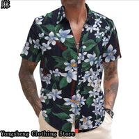 Men’s Summer Linen Print Short Sleeve Casual Shirt