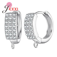 Trendy 925 Sterling Silver Earring Hooks For DIY Jewelry Makings Cubic Zirconia Earring Clasps Accessories