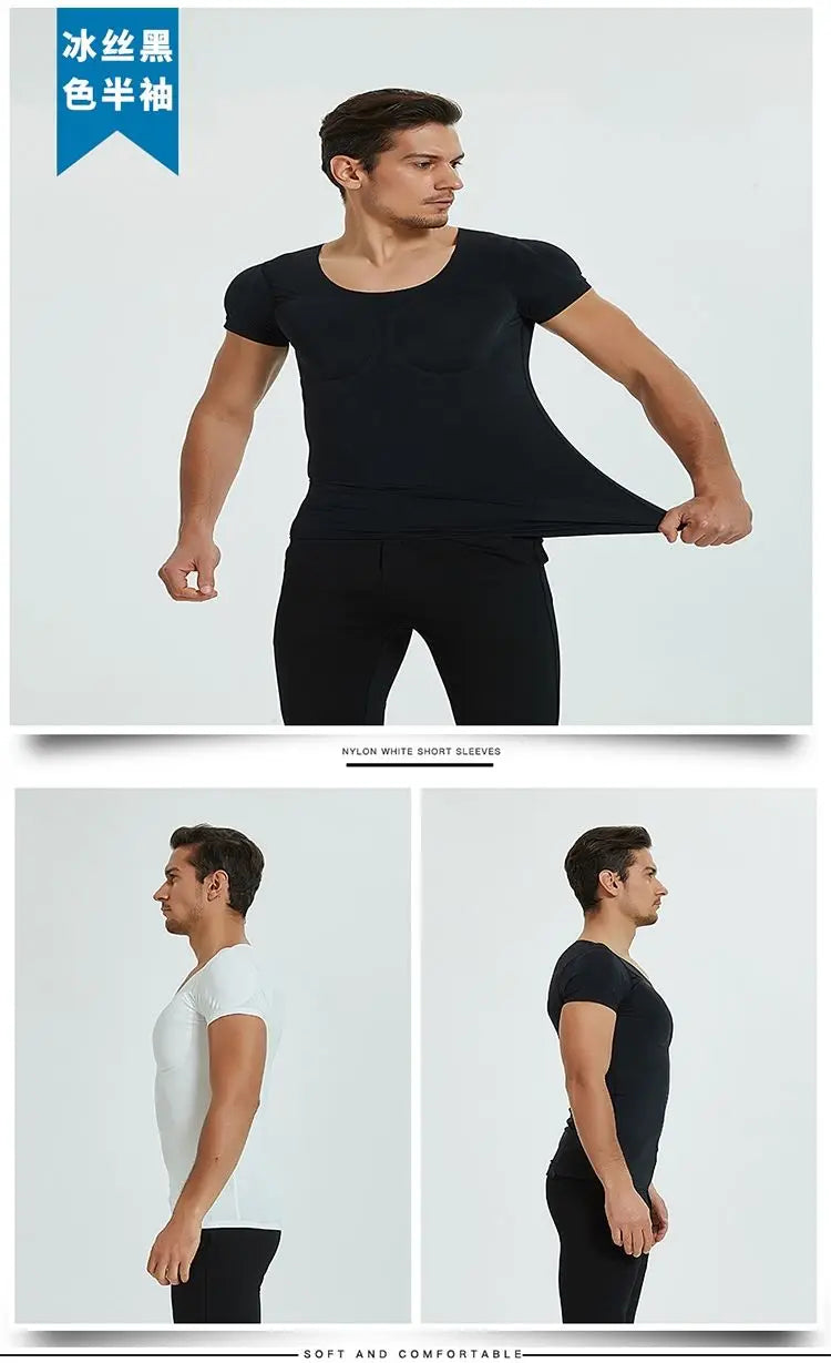 Men’s Fake Muscle Shaper Shirt Cosplay & Fitness Undershirt