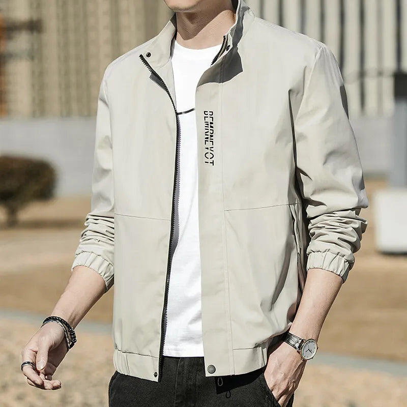 Men’s Autumn Stand Collar Jacket – Korean Style