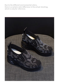 2023Women's Shoes  Autumn New Casual Small White Shoes Rhinestone Platform Sports Air Cushion Shoes Plus Size Zapatos De Mujer