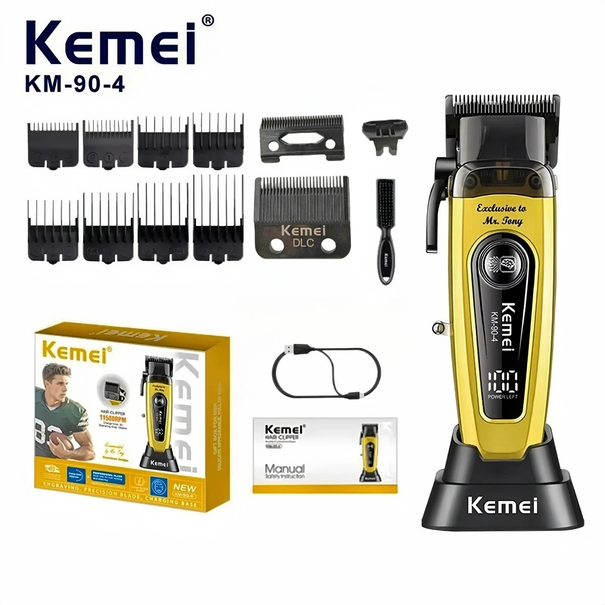 Professional Hair Clipper 11500 RPM Rechargeable KM-90-4