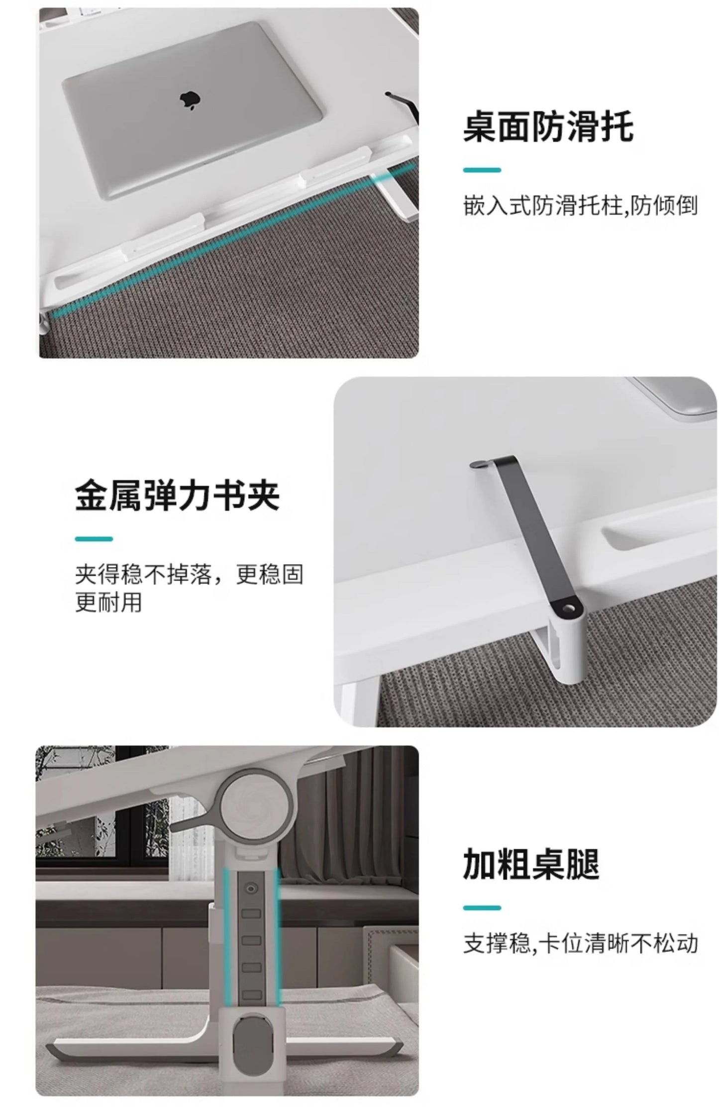 Modern Wooden Office Desk with Keyboard Shelf & Wheels