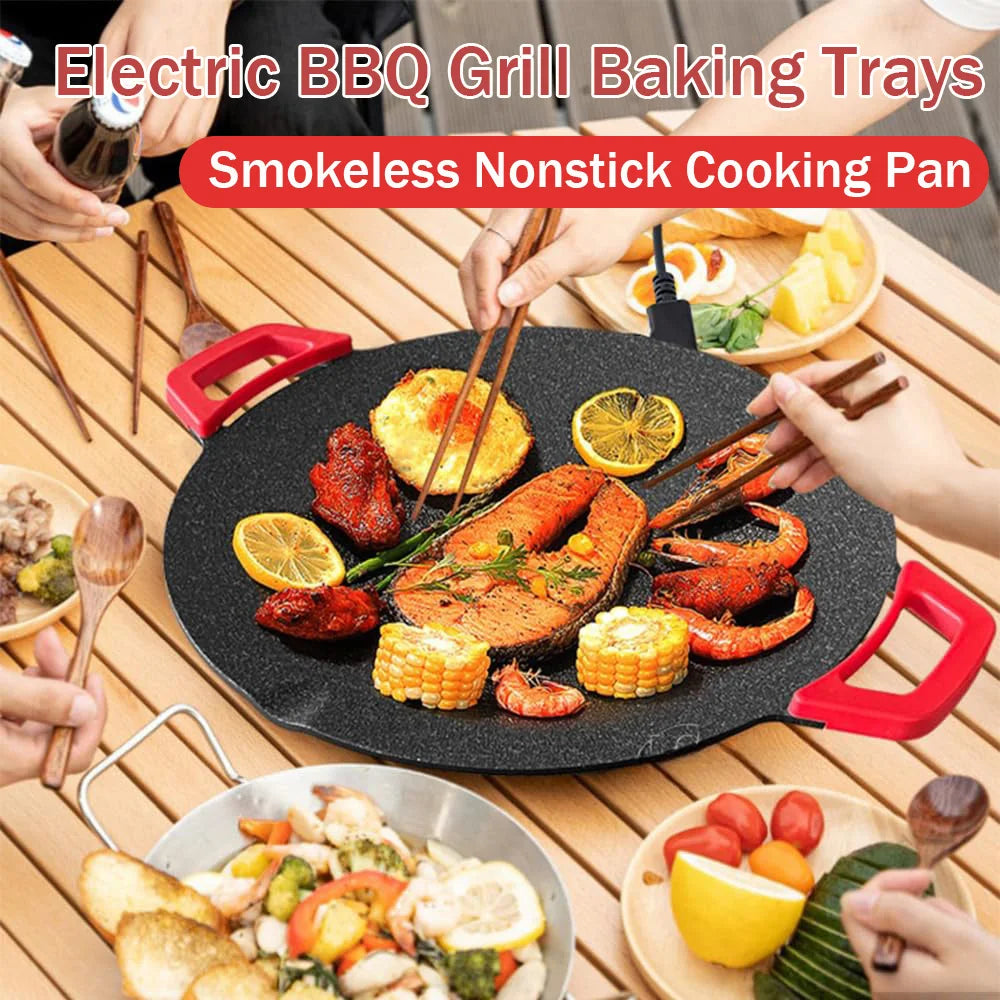 Smokeless Electric Frying Pan & Grill – Nonstick 5-Temp