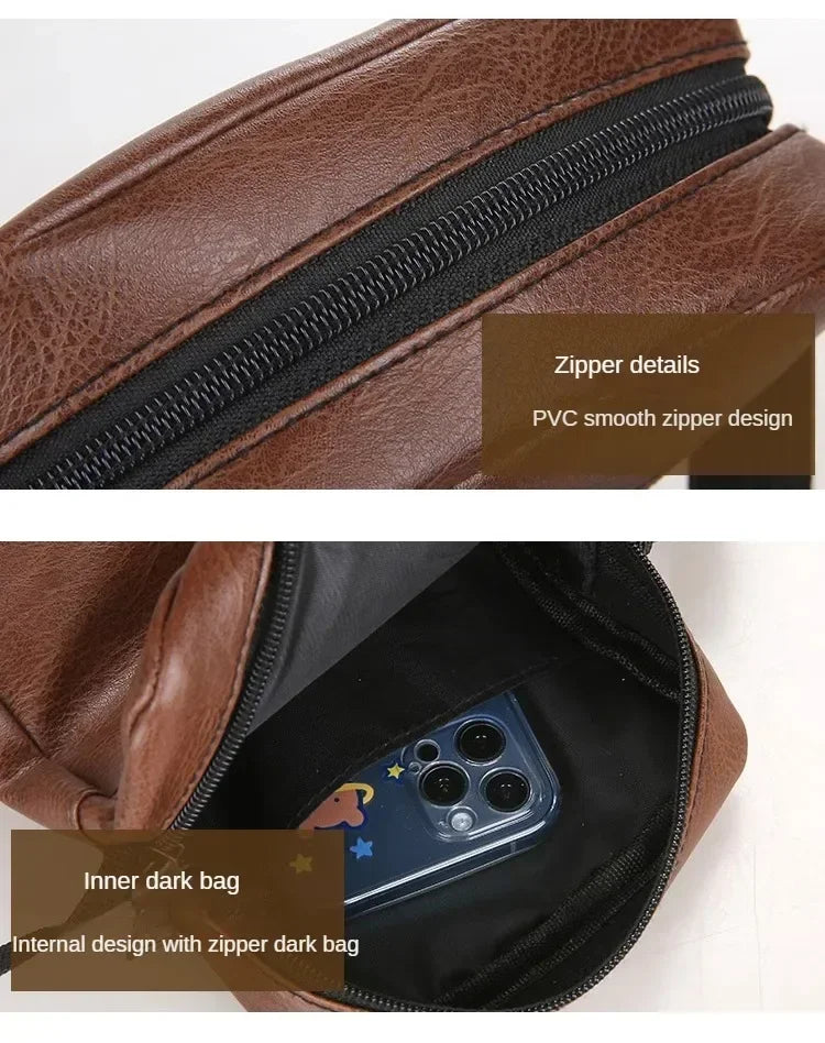 Vintage Messenger Bag Men PU Leather Business Worker Shoulder Bag Brown Black Man Crossbody Bag Male Handbag Gift for Husband