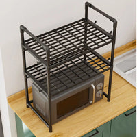 2-Tier Kitchen Microwave Storage Rack Condiment Organizer