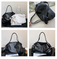 Big Black Shoulder Bag for Women Soft Leather Travel Tote