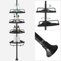 SONGMICS Shower Corner Shelf, 4-Tier Bathroom Shower Shelf, 85-305 cm Adjustable Shower Caddies, Bathroom Organiser