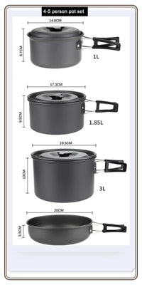 Camping Cookware Set Portable Pot & Pan for 1–7 Persons