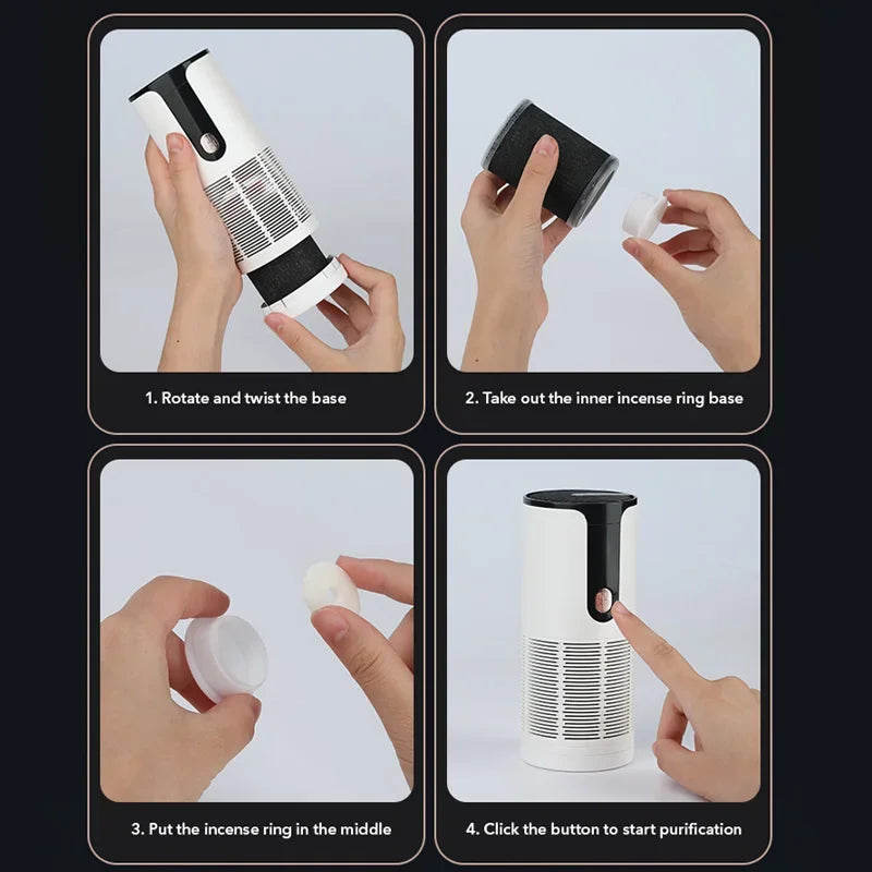 Portable Car Air Purifier Negative Ion Smoke & Odor Remover