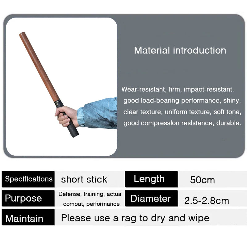 Wushu Stick Self-defense Solid Wood Stick 50cm Philippine Short Stick Emergency Short Stick Escape Tool High-quality Wood