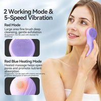 Heated Silicone Facial Cleansing Brush – 5 Speed Rechargeable