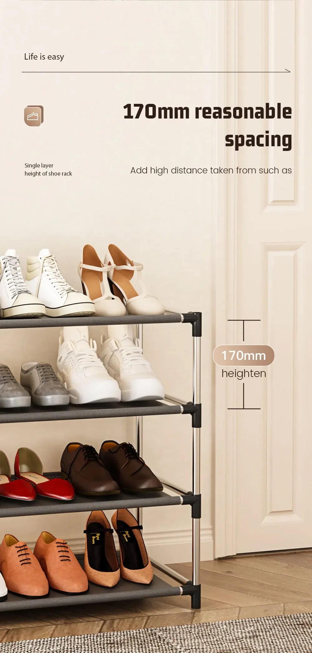 Metal Shoe Rack – Space Saving Black Shoe Storage Organizer