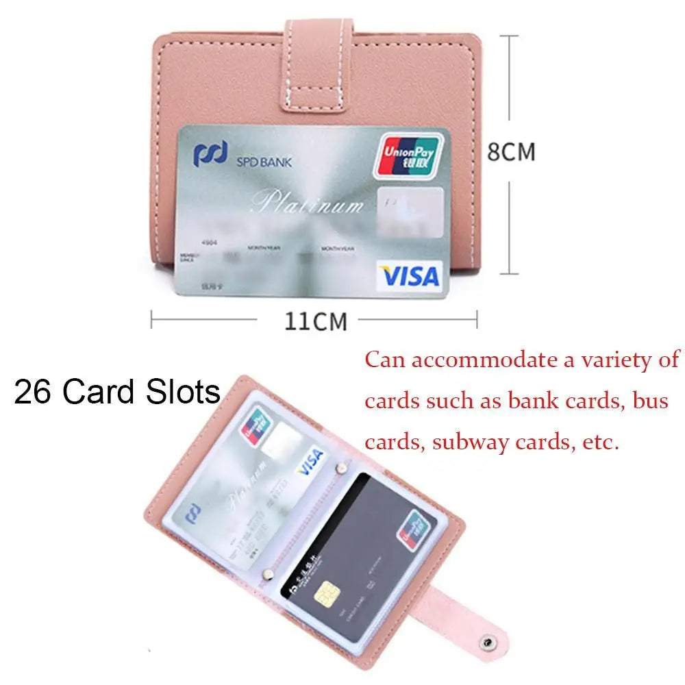 PU Leather Card Holder Wallet – 26 Slots RFID Blocking