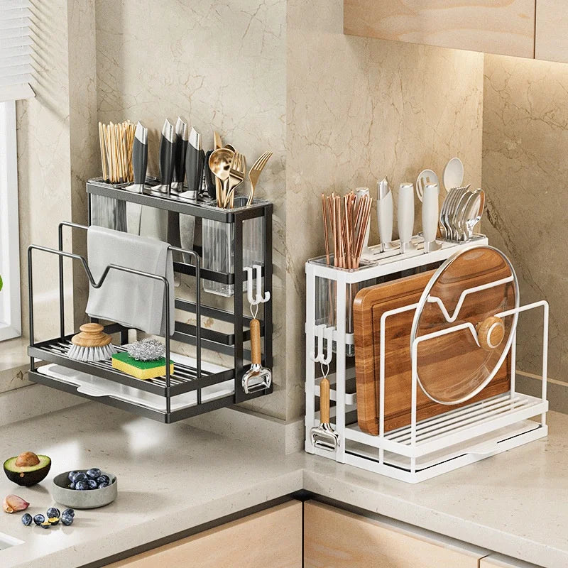 Wall-Mounted Stainless Steel Kitchen Storage Rack