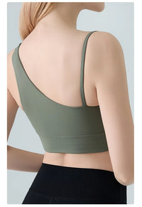 Sports Bra for Women, Shock-absorbing and Anti Sagging Bra, Worn Externally with Chest Cushion, Sloping Shoulder, Fitness Dance