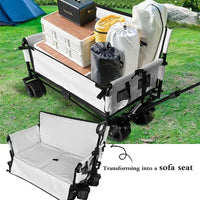 Foldable Camping Handcart with Sofa Seat Outdoor Storage