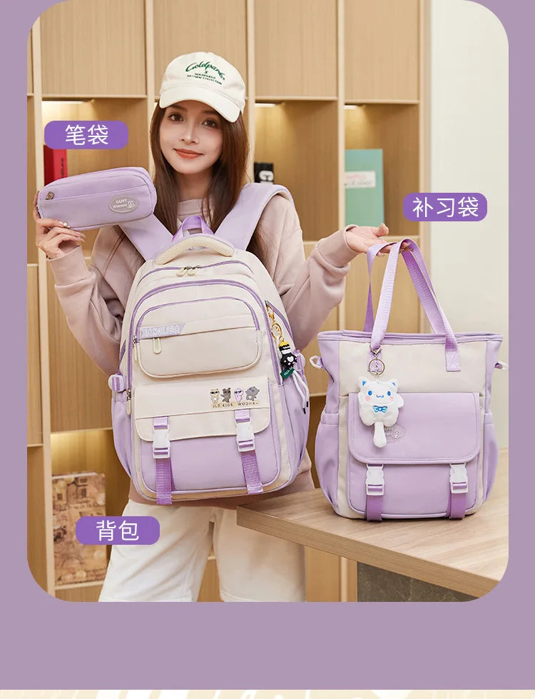 Children School bags set Girls Primary Backpack Kids school backpcak 3 pcs princess schoolbags kids mochilas escolar infantil