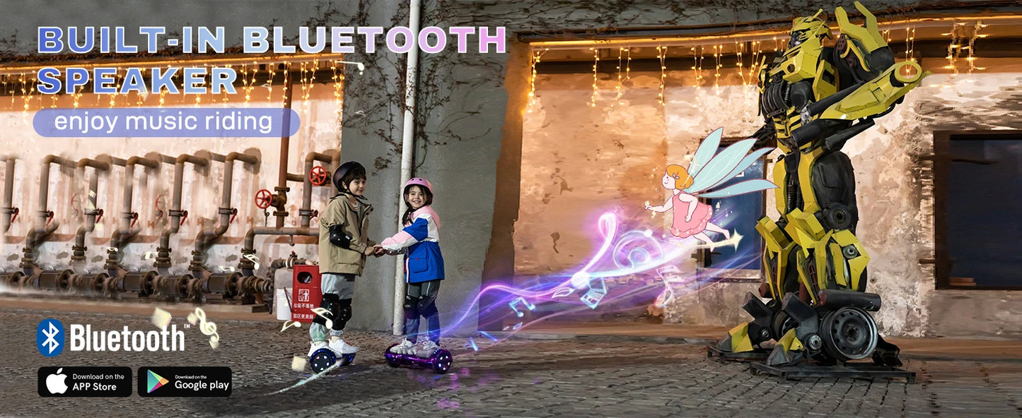 RCB Hoverboard, 6.5 Inch Two Wheel Hoverboard with Bluetooth Speaker with LED Light, Hoverboard Great Gift for Kids and Adults