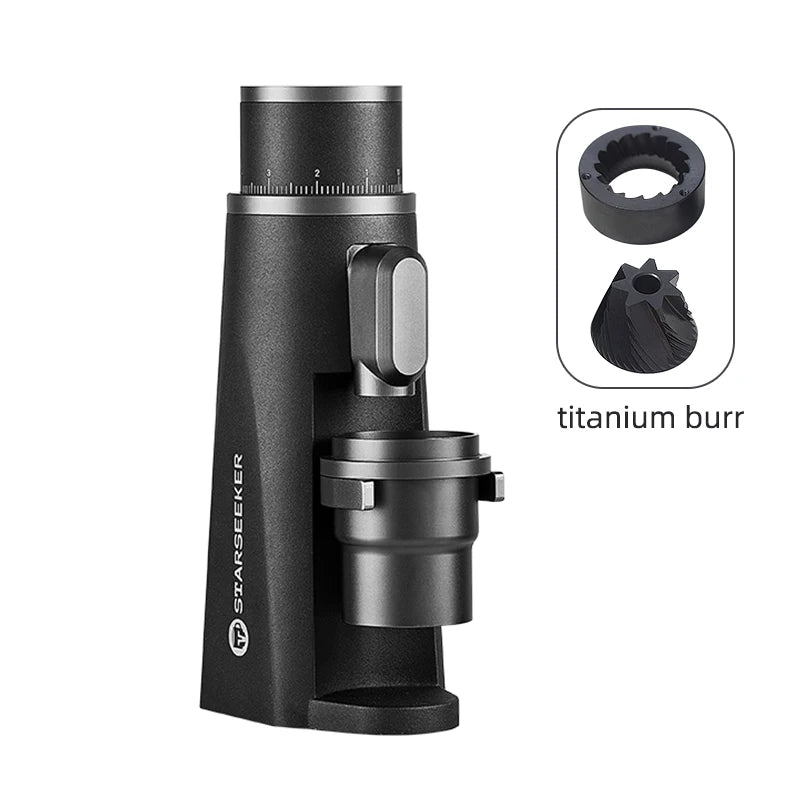STARSEEKER EDGE Stainless Steel Burr Coffee Grinder 48MM Espresso Stepless Fineness Adjustment Electric Coffee Grinders Black