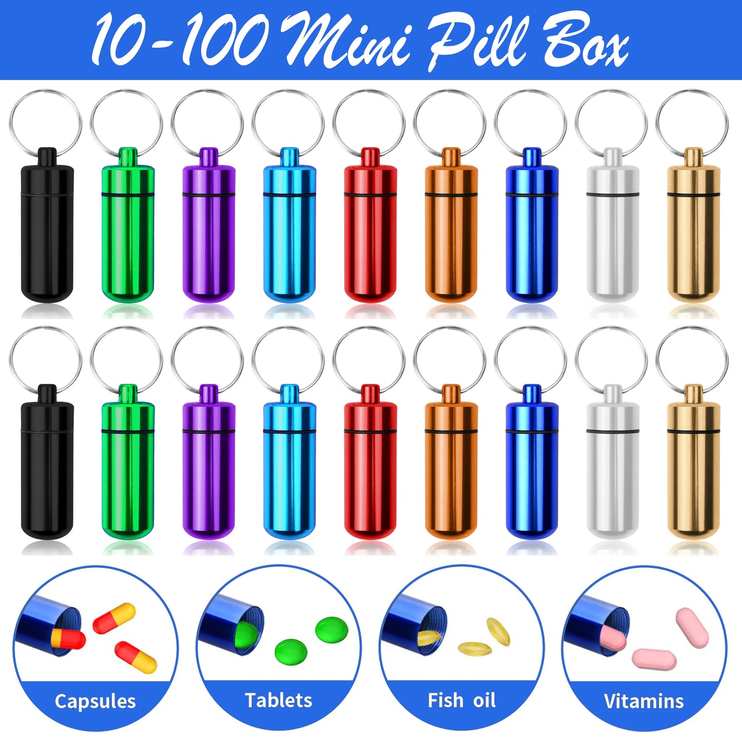 Waterproof Aluminum Pill Holder – Keychain Storage Container