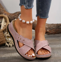 Women’s Wedge Sandals – Retro Slip-On Casual Shoes