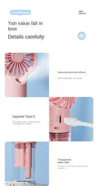 Mini USB Misting Fan – Portable Handheld Rechargeable Cooler