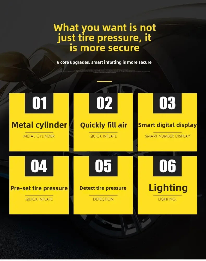 Portable Mini Car Inflatable Pump Digital Display