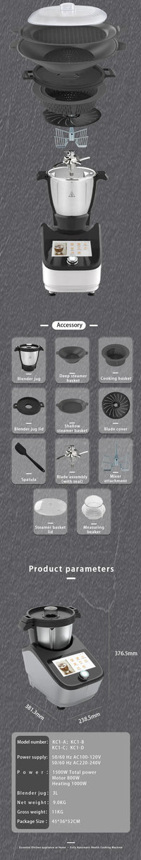 Smart Multifunctional Kitchen Robot - Food Processor for Home, with Precise Temp Control & Versatile Styles