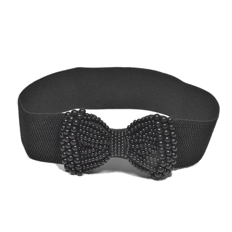 Women’s Large Bowknot Elastic Waist Belt for Dresses