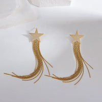 AENSOA Gold Star Tassel Drop Earrings for Women