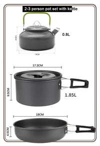Camping Cookware Set Portable Pot & Pan for 1–7 Persons