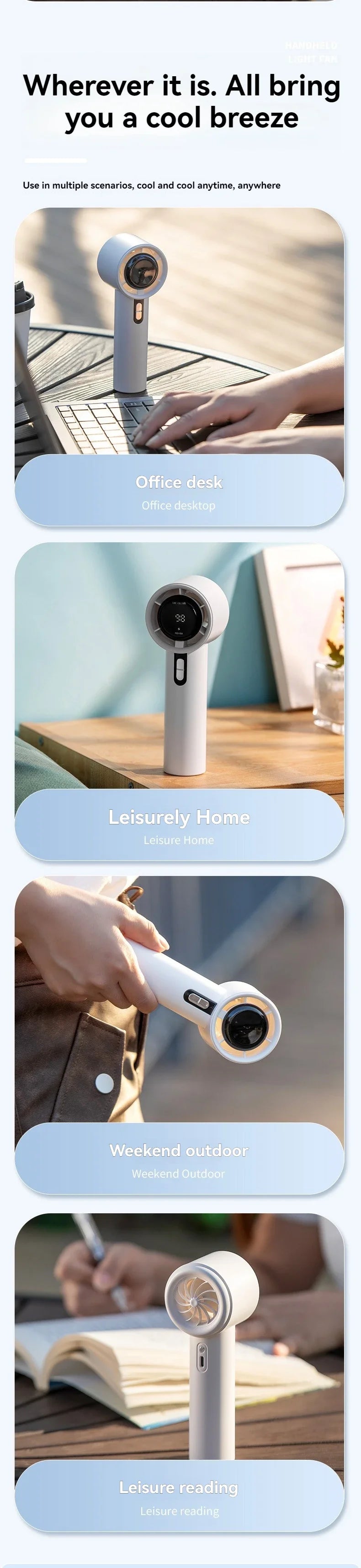 Xiaomi MIJIA Handheld High-speed Fan USB Charge Mini Portable 100 Speed Turbo Violent Small Outdoor Powerful Fan 3000mAh Battery