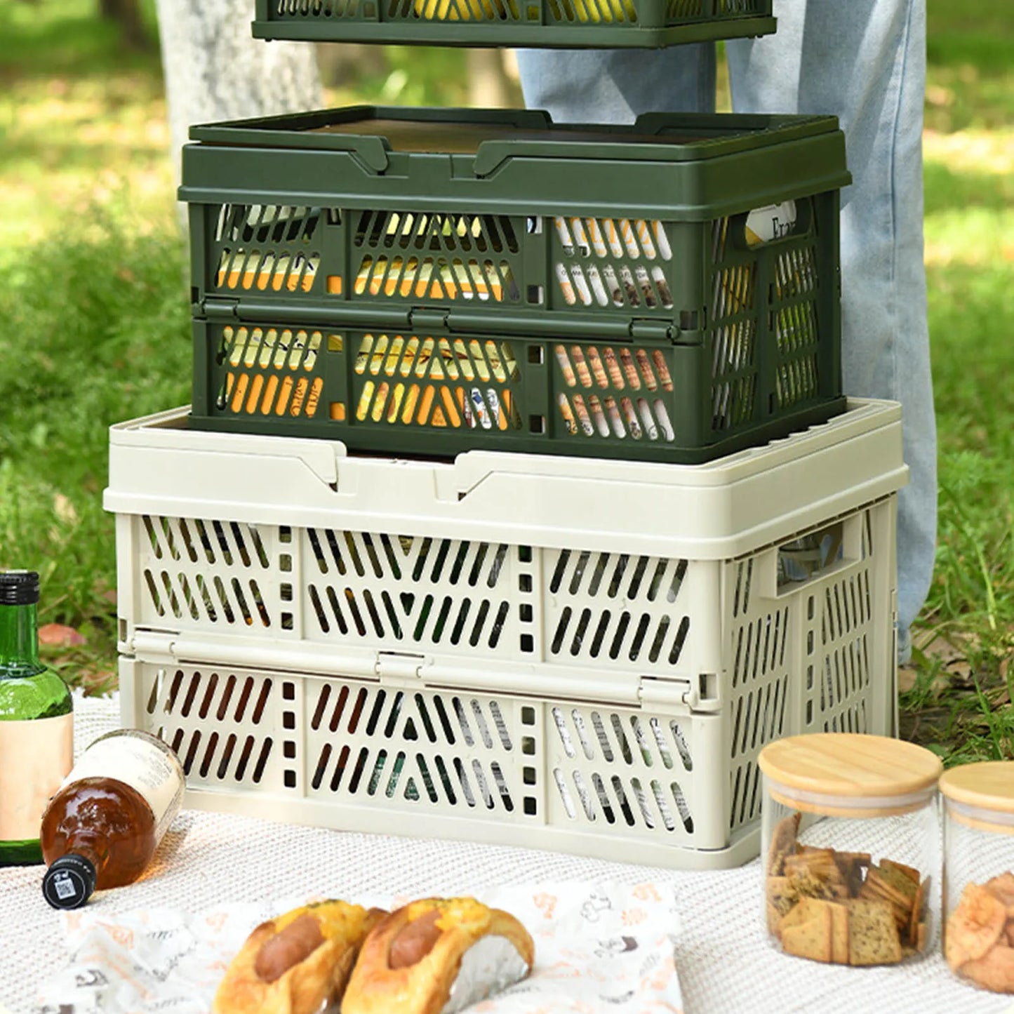 Foldable Camping Storage Basket Large Capacity