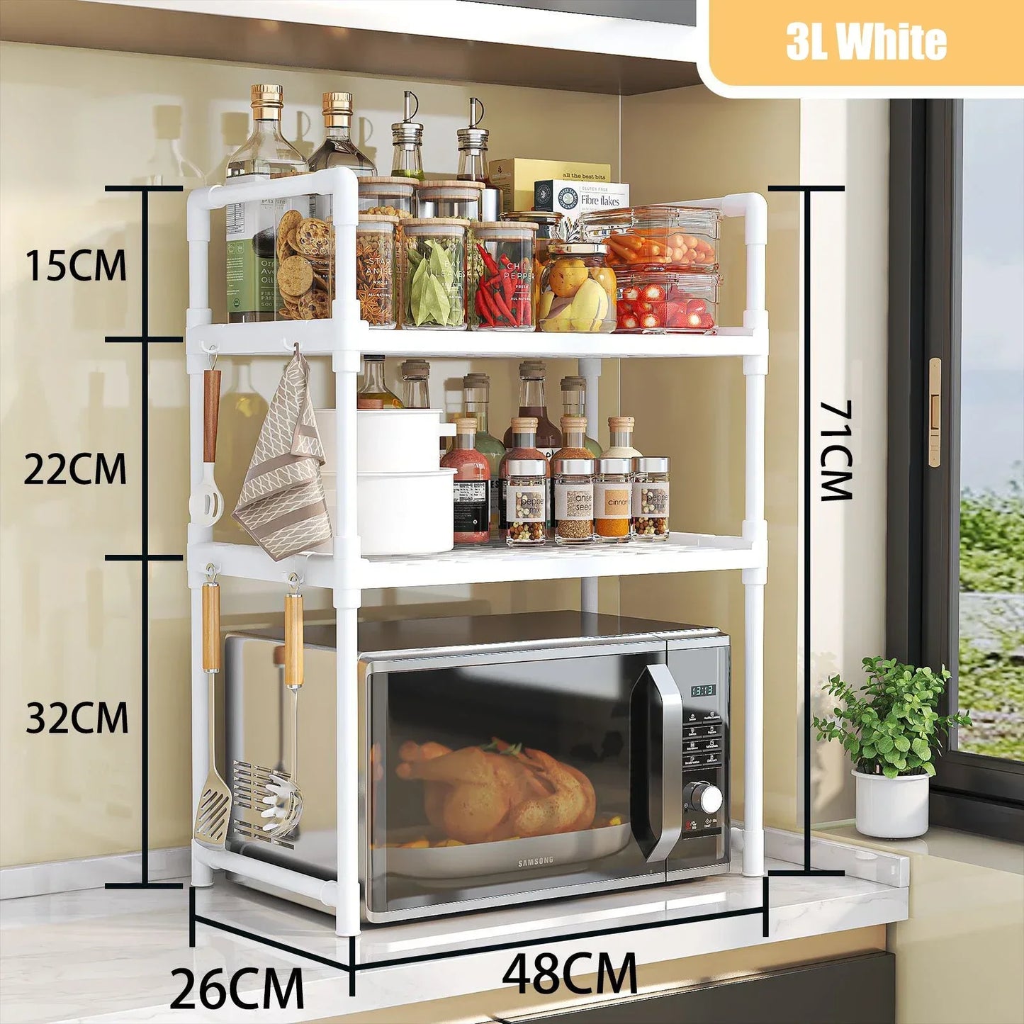 2-Tier Kitchen Microwave & Seasoning Storage Rack